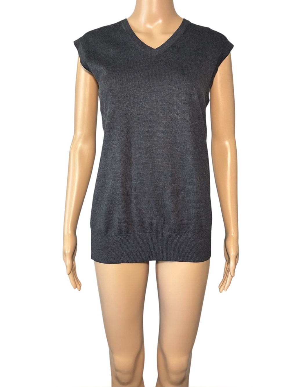 Murano Men's Knit Vest Size L Gray Pullover V-Neck Lightweight 100% Acrylic